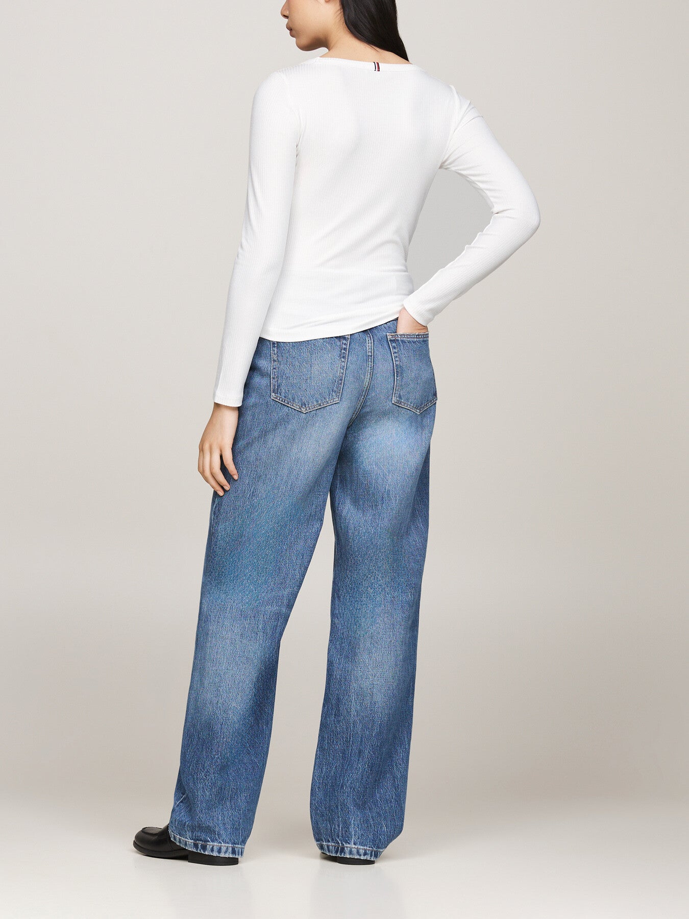 Boat Neck Slim Long Sleeve T-Shirt
