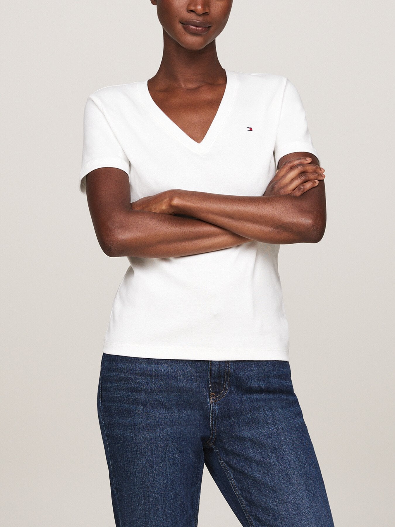 V-Neck Slim T-Shirt Ecru