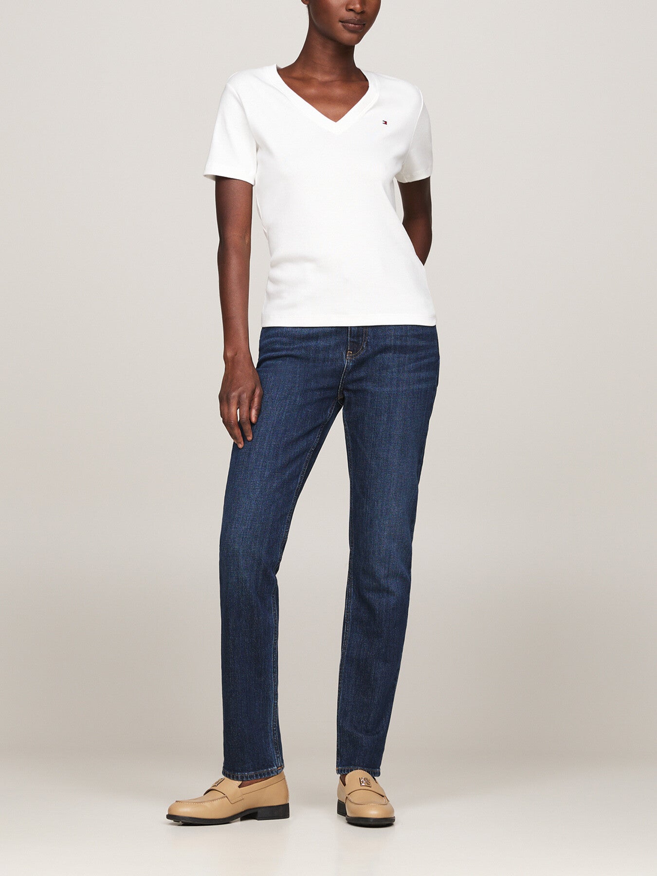 V-Neck Slim T-Shirt Ecru