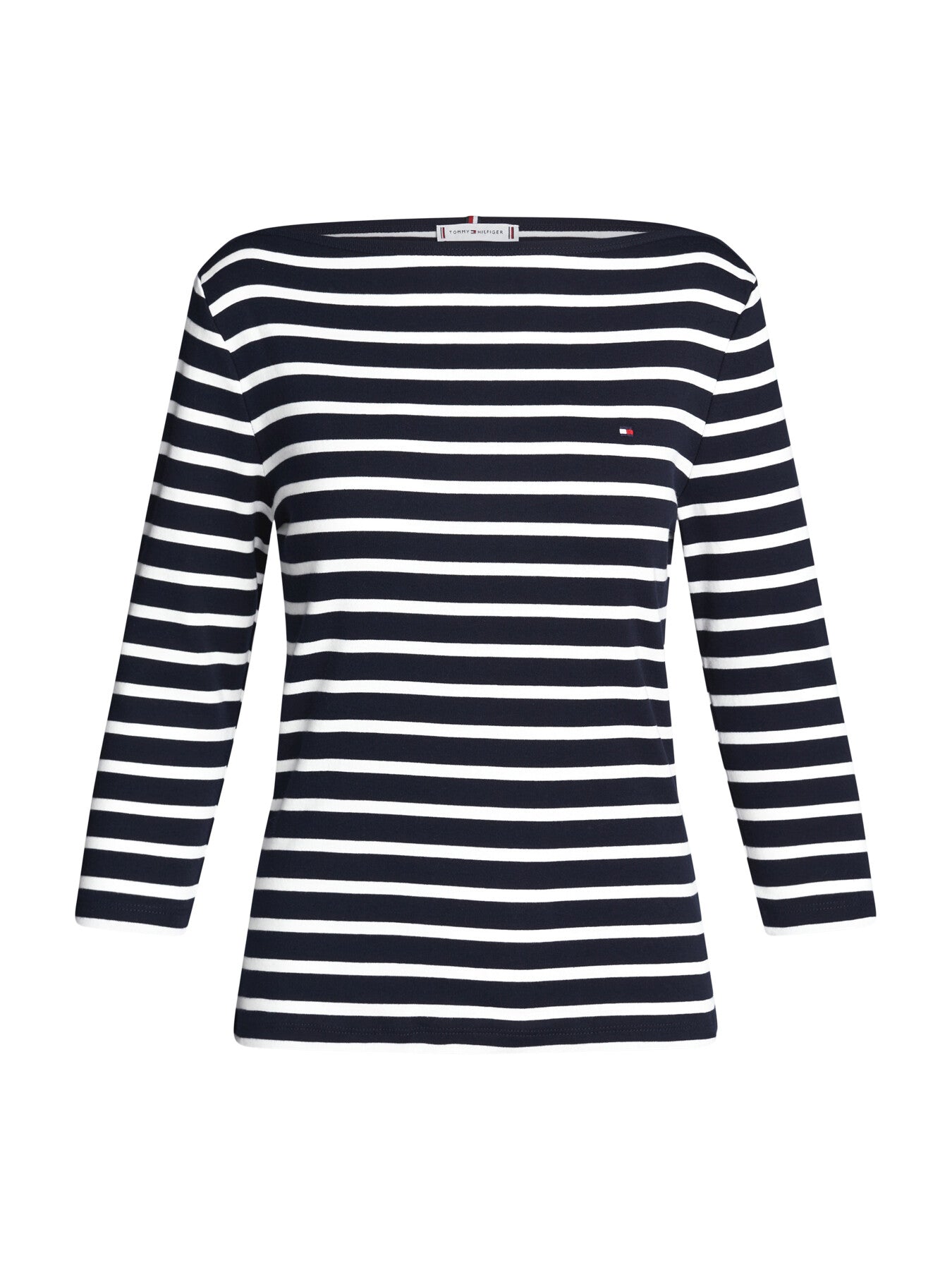 Boat Neck Slim T-Shirt Stripe