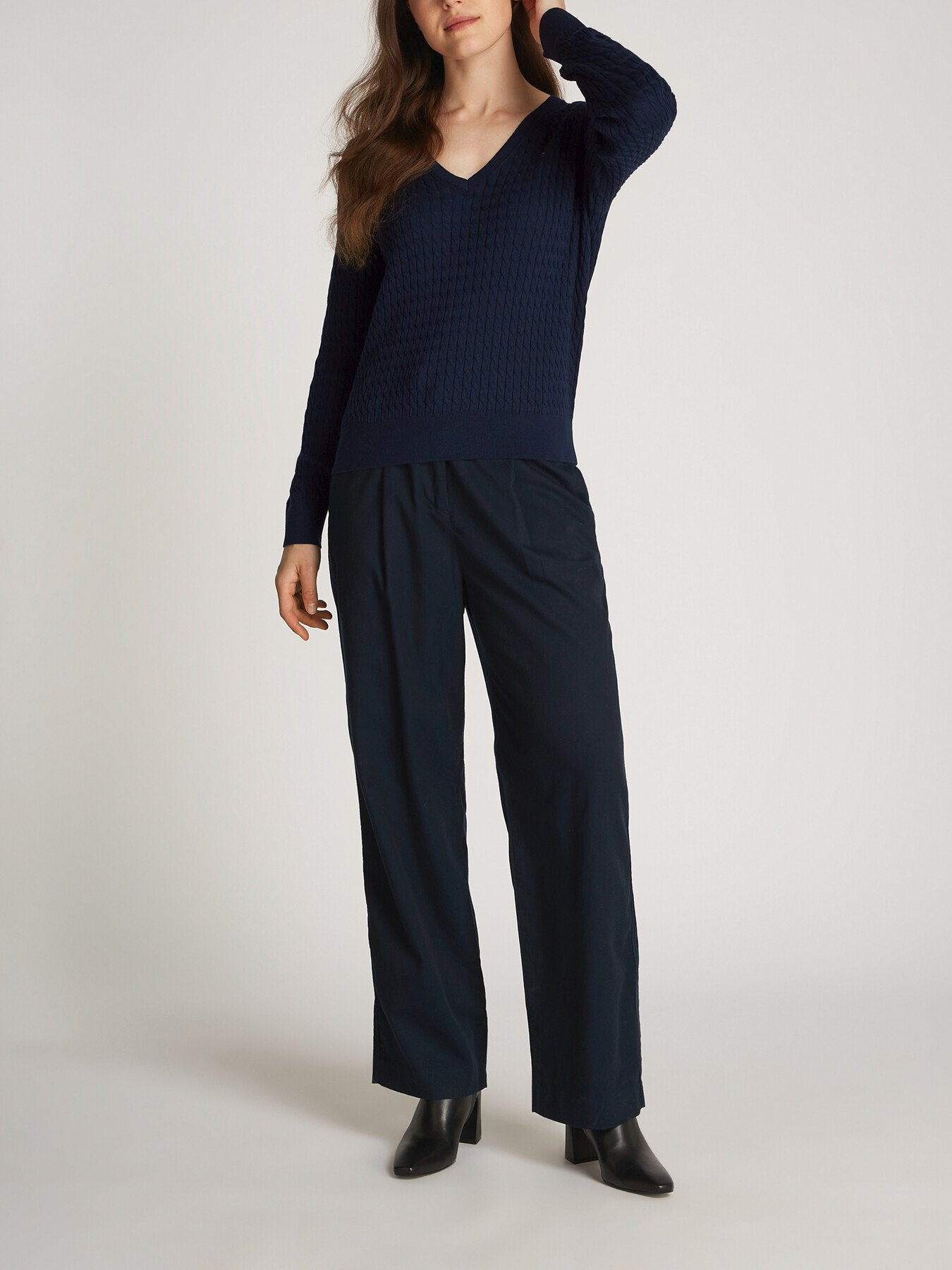 Cotton Cable V-Neck Sweater