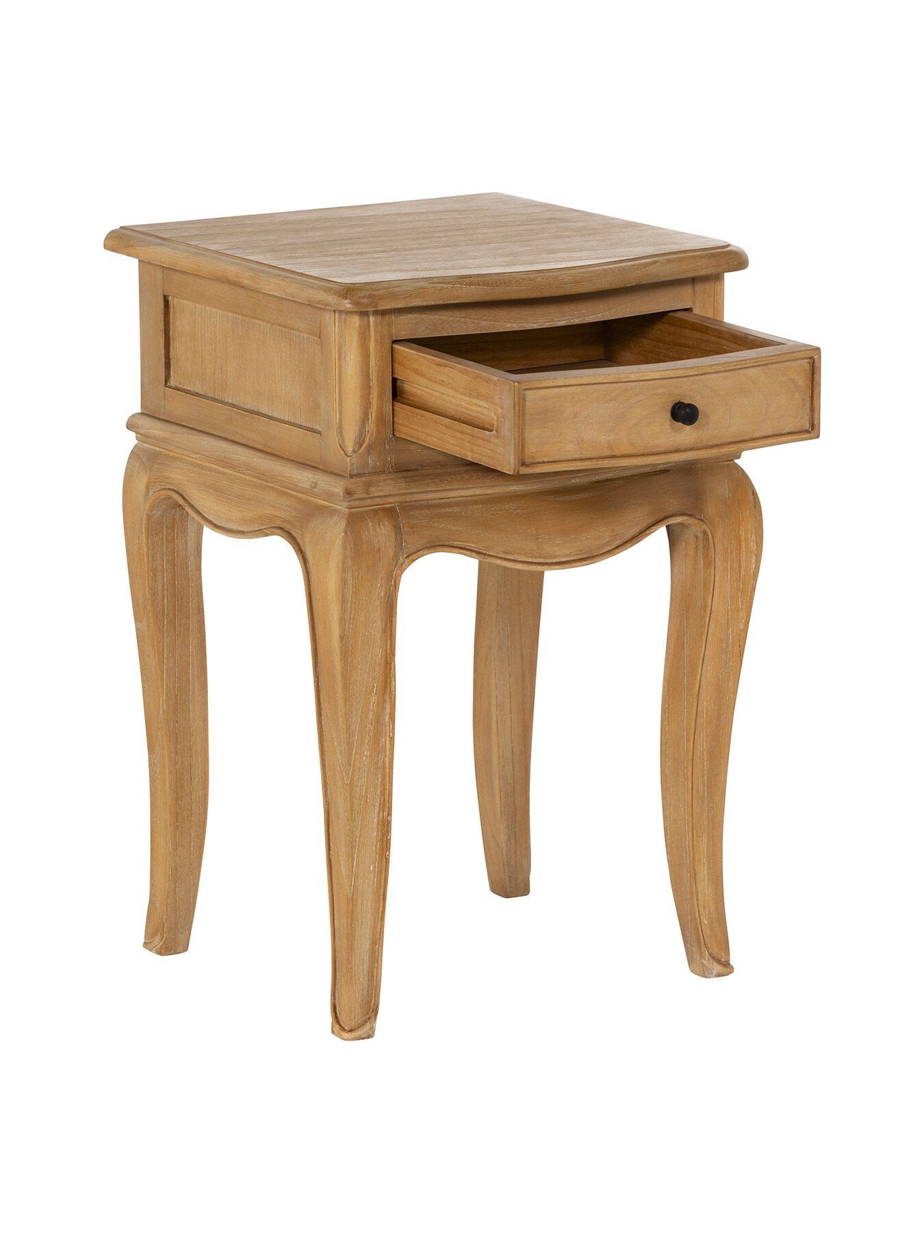 Cecile Light Wooden French Style 1 Drawer Bedside Ta