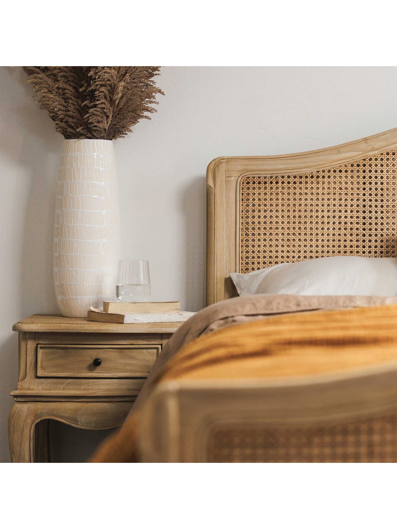 Cecile Light Wooden French Style 1 Drawer Bedside Ta