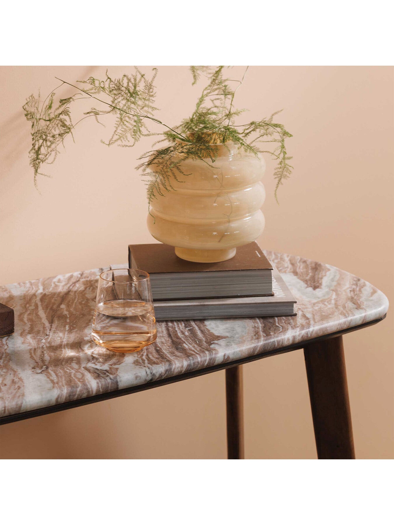 Cresta Marble Console Table With Acacia Wood Base
