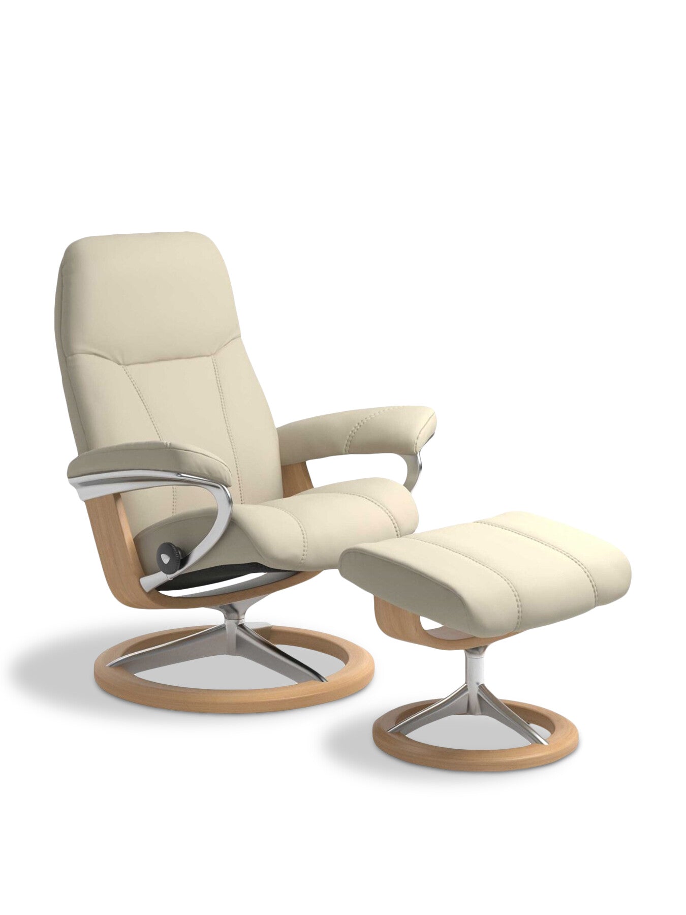 Consul Cream Leather Small Signature Chair And Foots