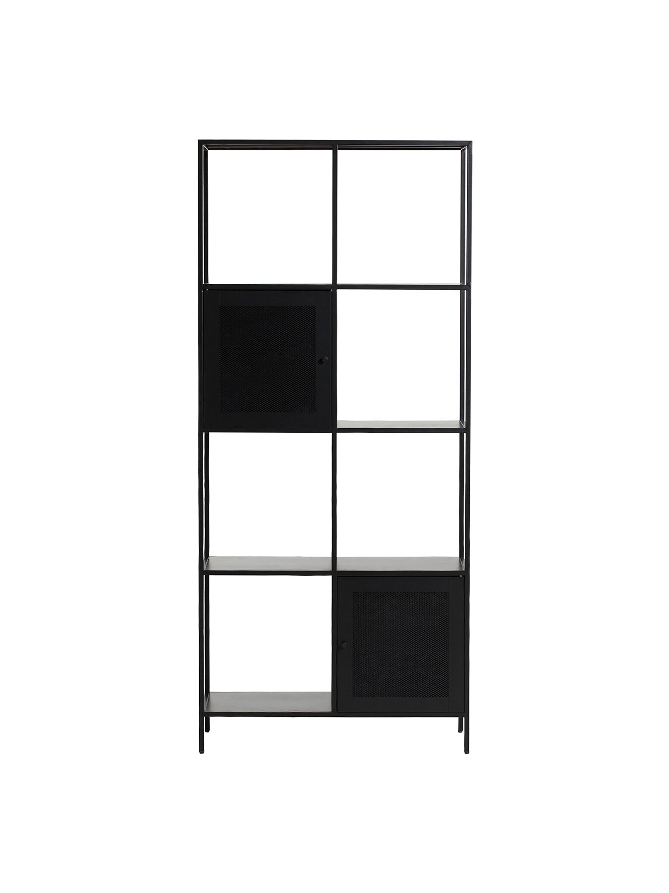 Black Kanna Black Metal Bookcase 2 Door 180cm