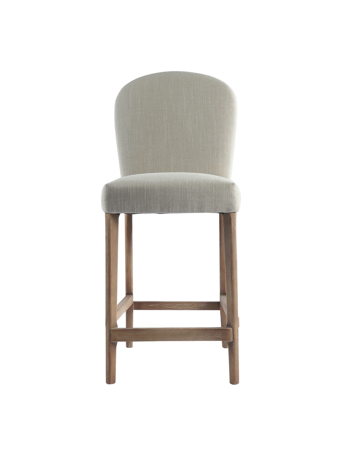Maurice Beige Fabric Counter Stool With Brass Studs
