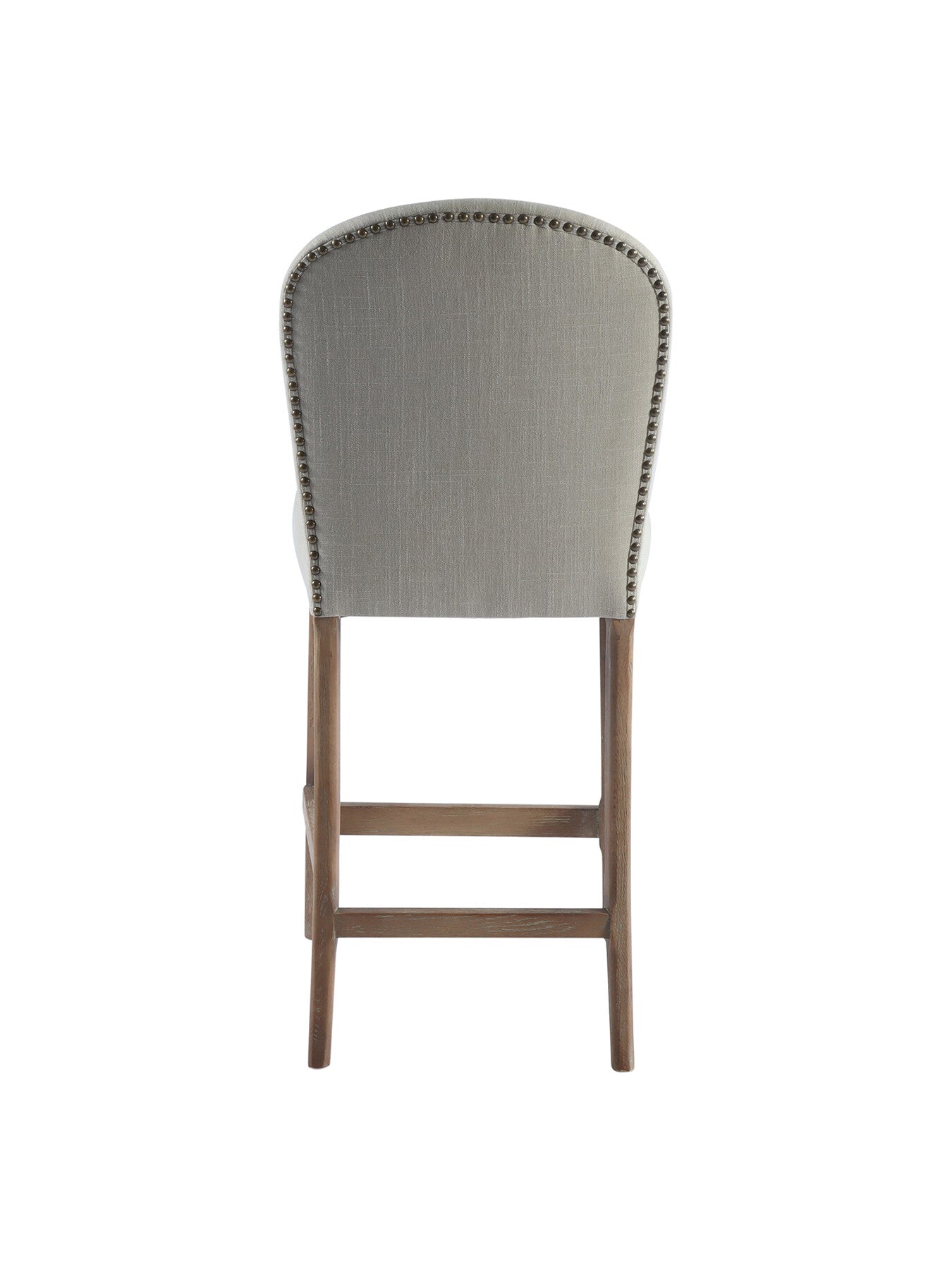 Maurice Beige Fabric Counter Stool With Brass Studs
