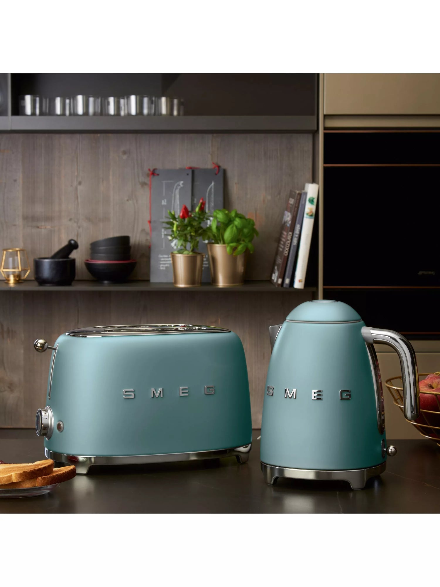 SMEG KLF03 Kettle and TSF01 Toaster Matte Emerald Green Bundle