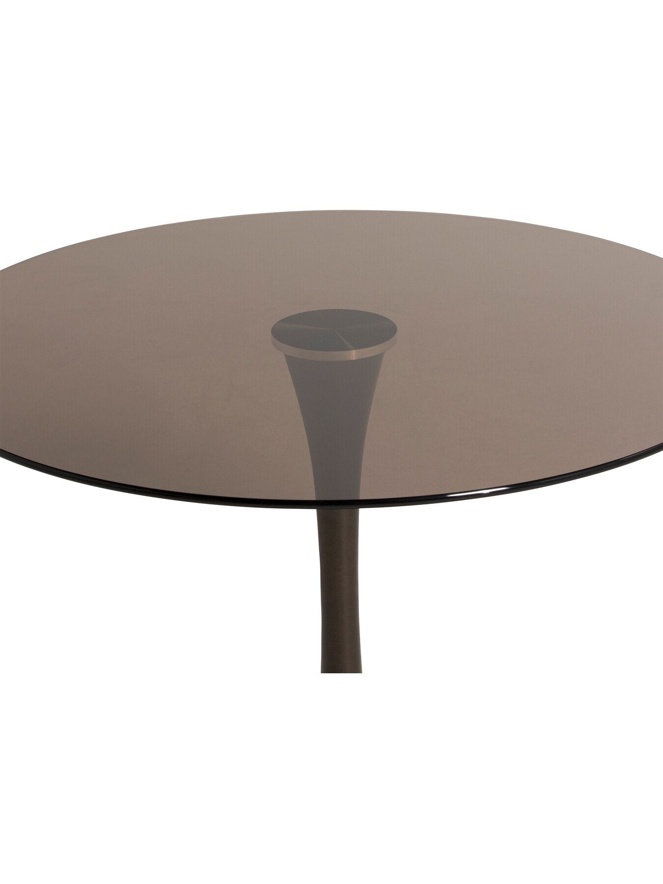 Rumi Round Smoked Tempered Glass and Bronze Metal Base