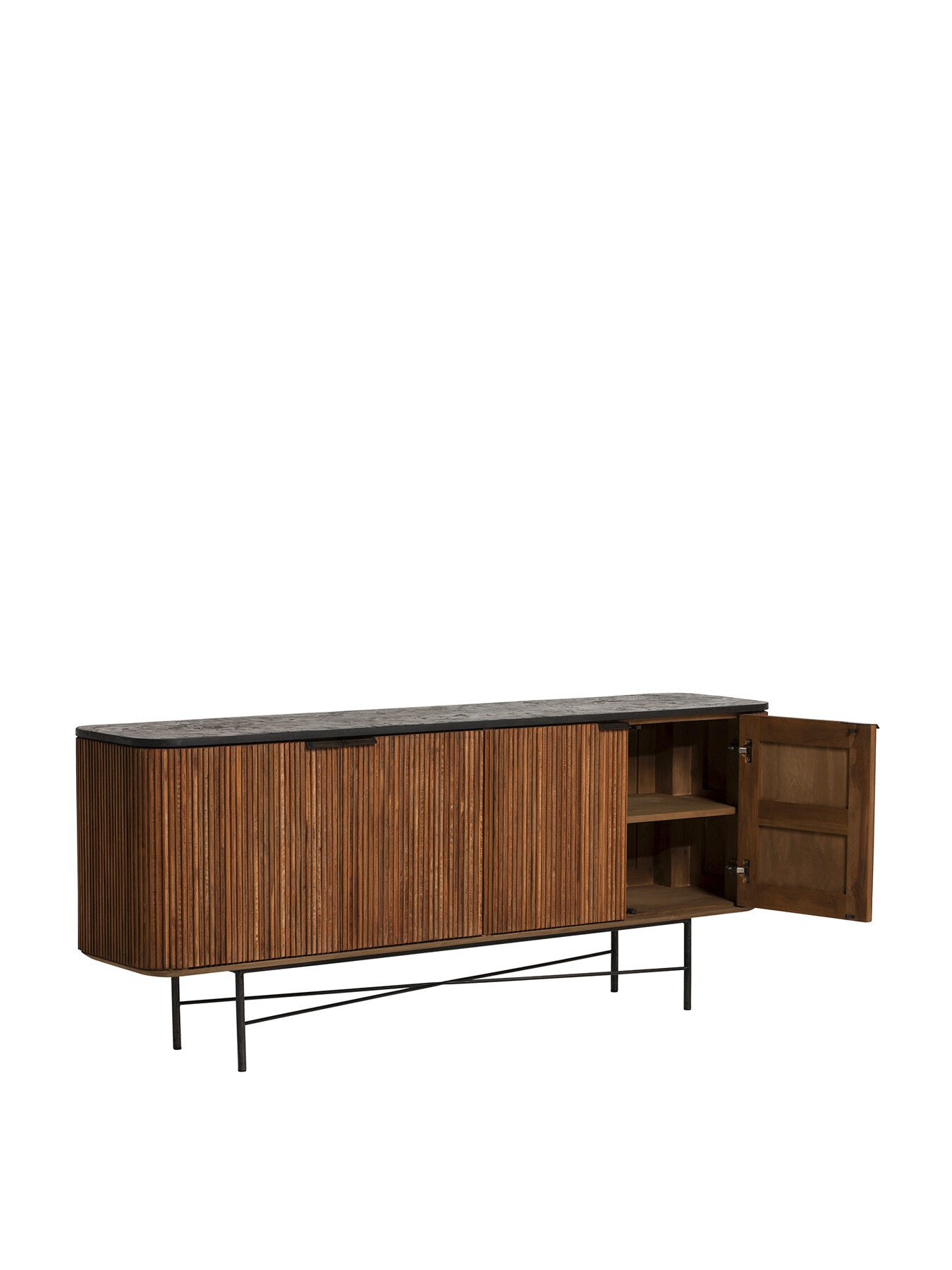 Trinidad Fluted Reclaimed Teak Wood Sideboard, 200cm