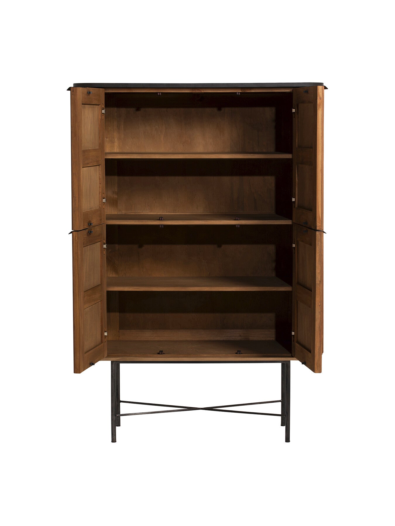 Brown Trinidad Fluted Reclaimed Teak Wood Tall Cabinet