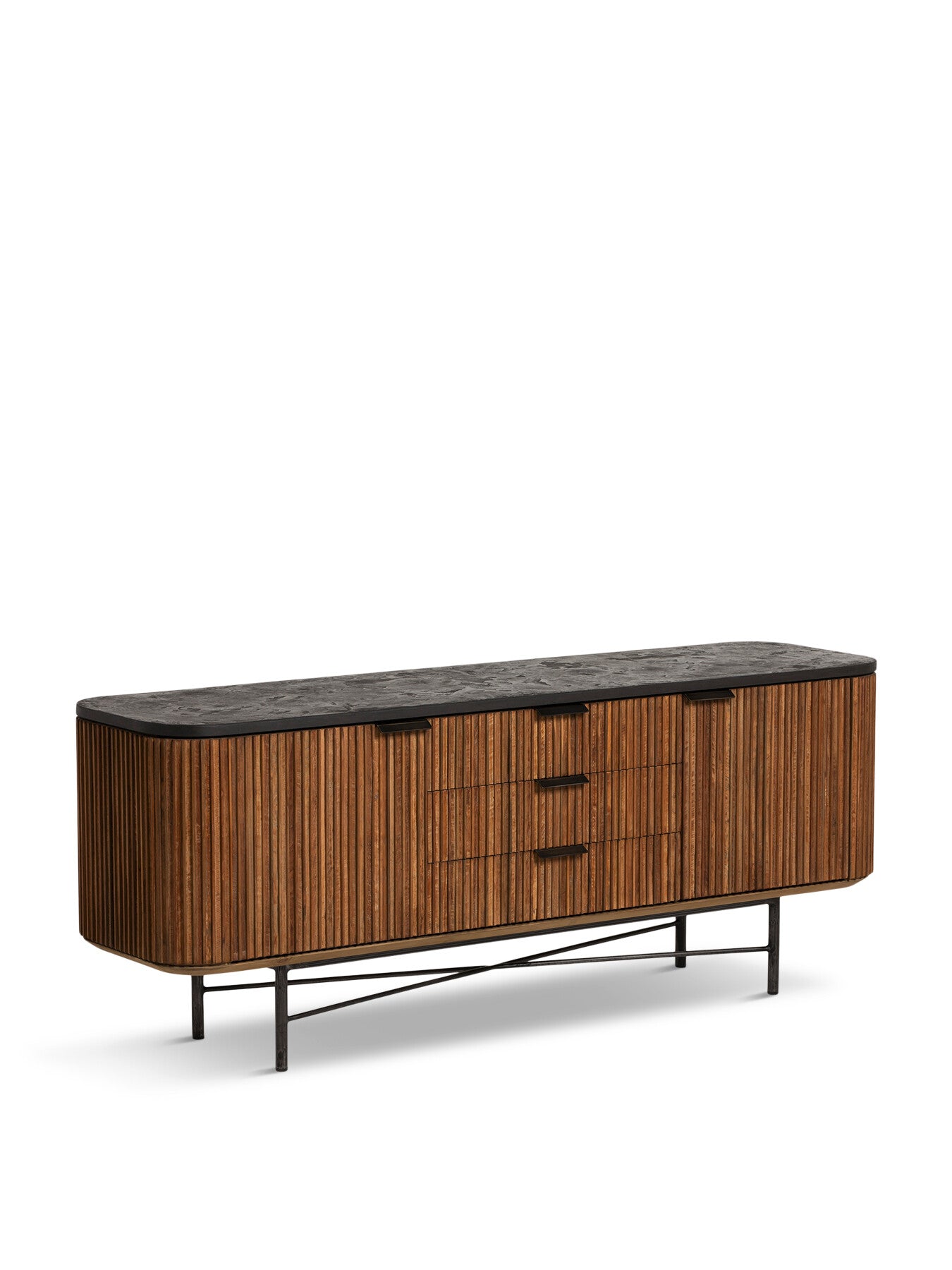 Trinidad Fluted Reclaimed Teak Wood TV Unit