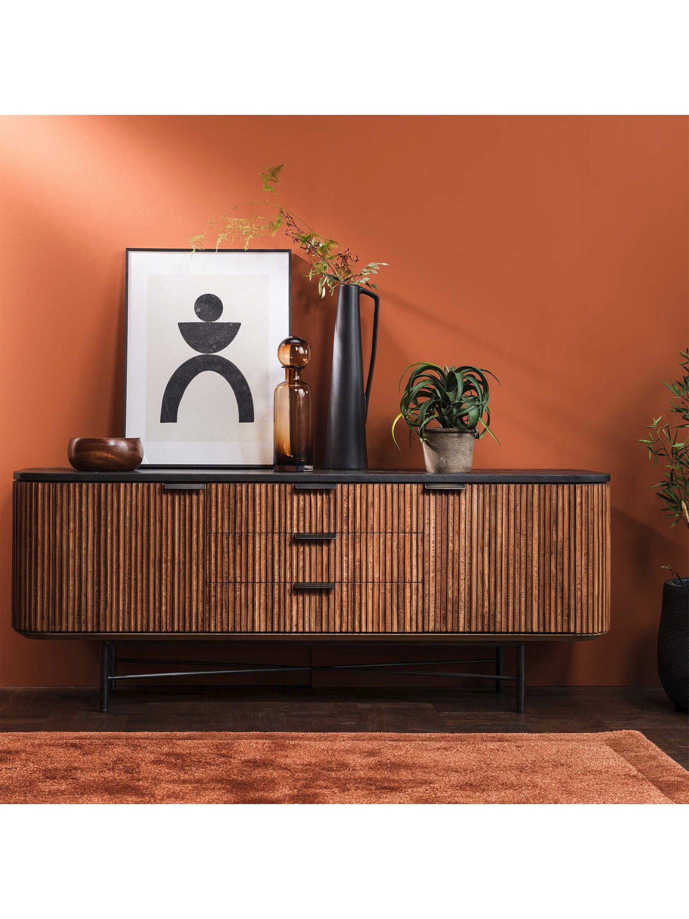 Trinidad Fluted Reclaimed Teak Wood TV Unit