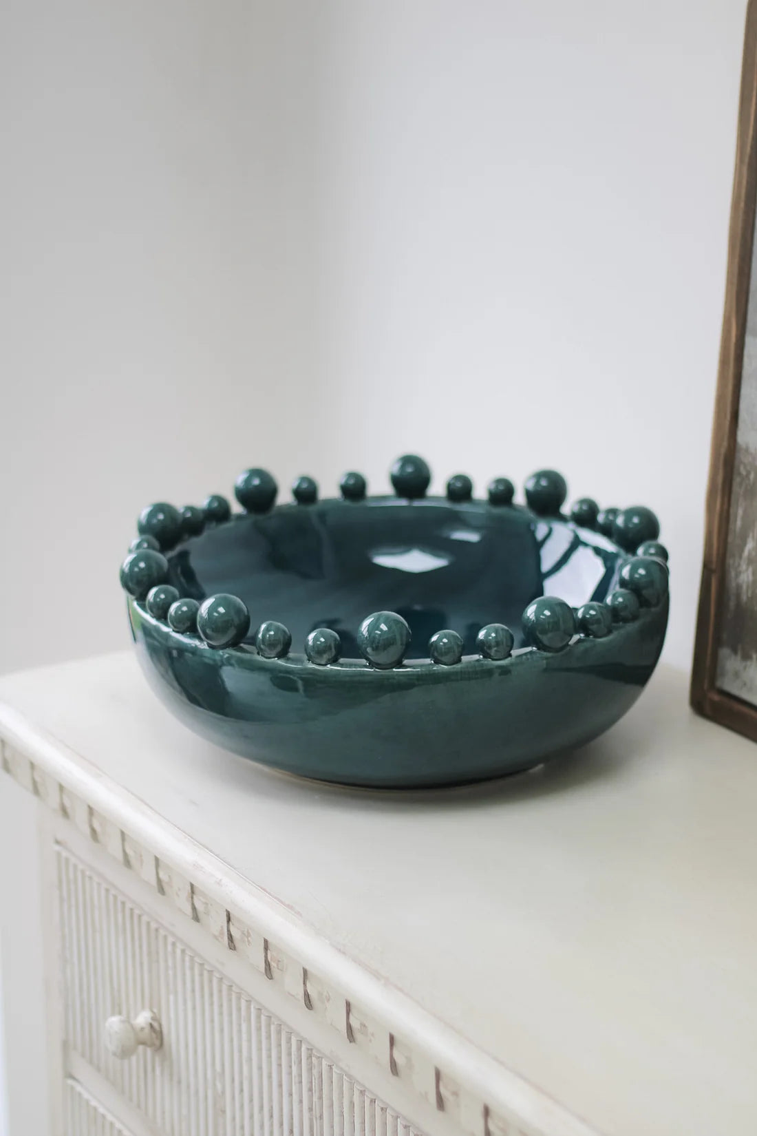 Teal Bobble Edged Bowl