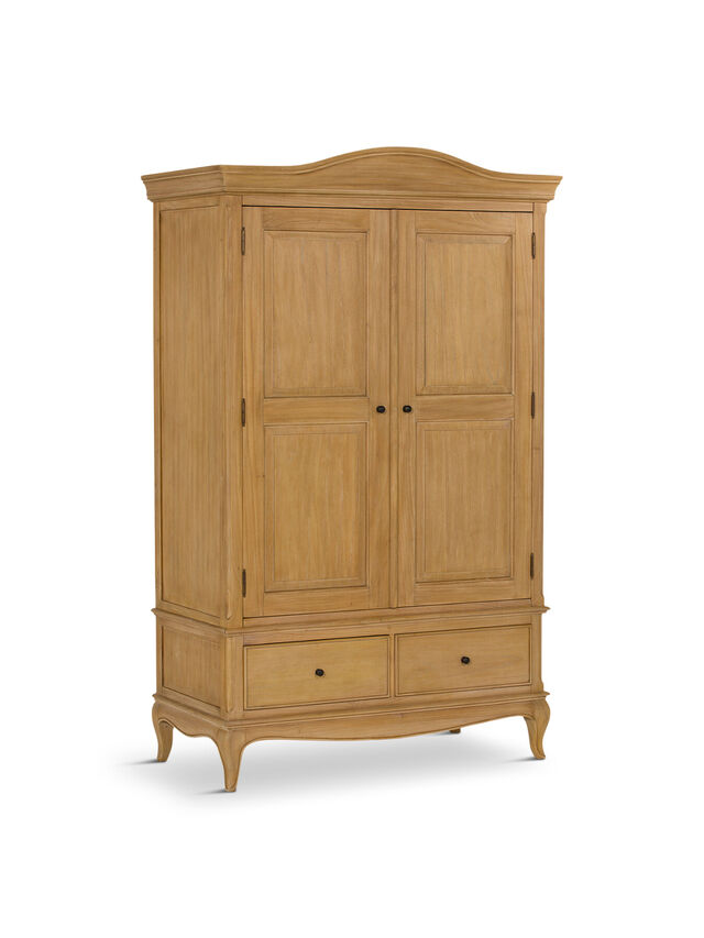 Cecile Light Wooden French Style Double Wardrobe With Drawers