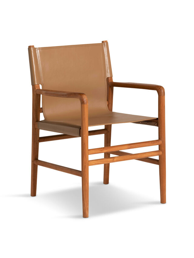 Figaro Beige Leather Dining Chair with Arms