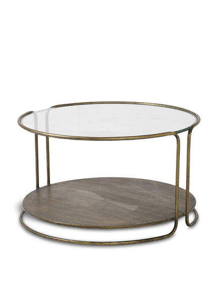 OCCASIONAL  Round glass and iron coffee table