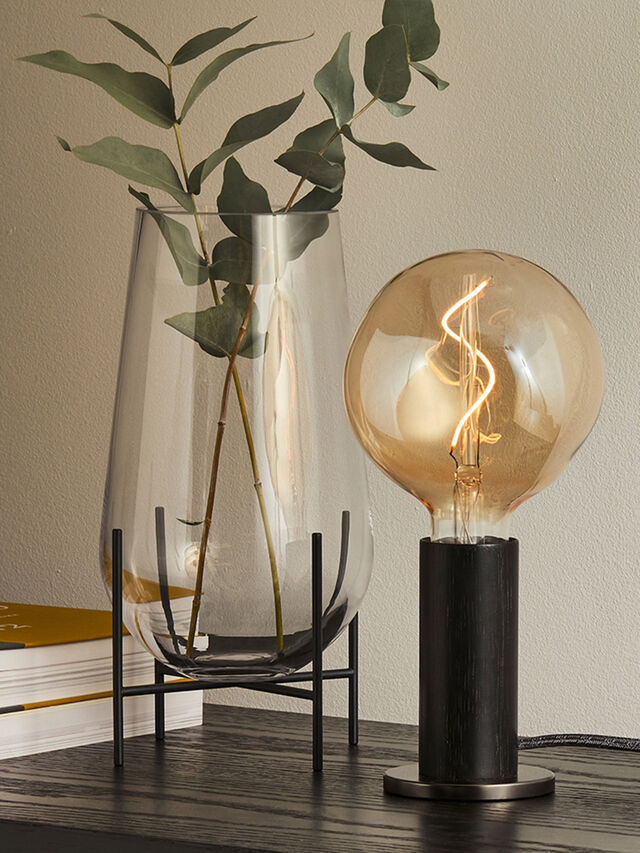 Blackened Oak Knuckle Table Lamp with Voronoi-I Bulb