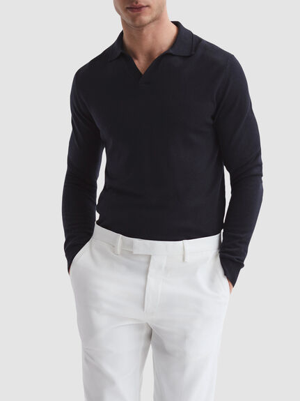 Milburn Merino Wool Open Collar Polo Shirt