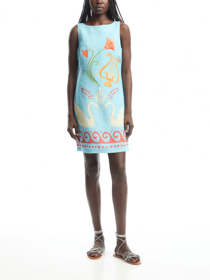 Marina Blue Cygnus and Lyra Print Mini Dress