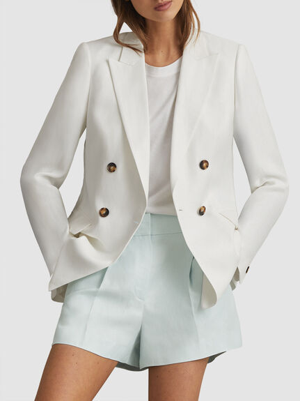 Lori Viscose-Linen Front Pleat Suit Shorts