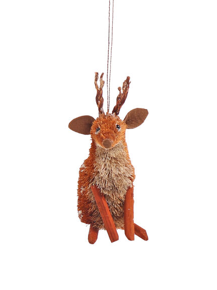 Bristle Reindeer Decoration 12cm