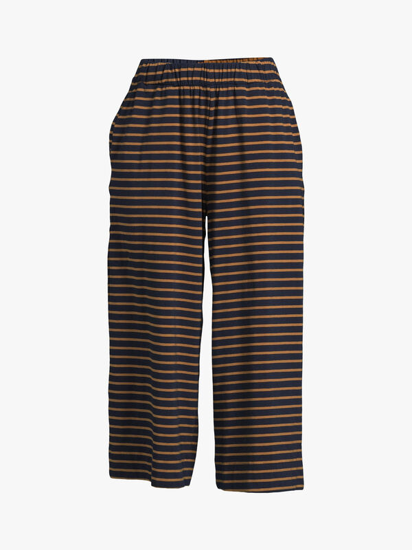 Striped Jersey Wide Leg Cropped Trousers
