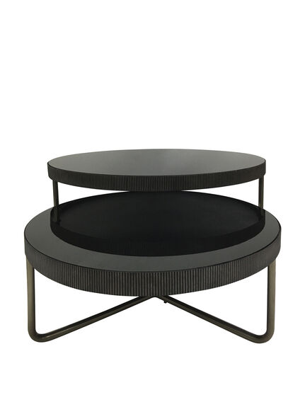 Knightsbridge Round Coffee Table Set of 2 with Black Tinted Glass