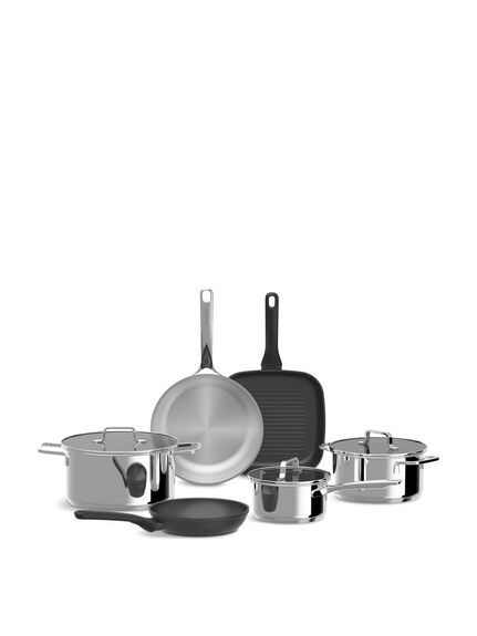 DiNA Helix 9 Piece Recycled Stainless Steel and Aluminium Cookware Set