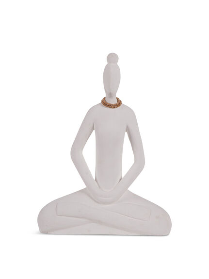 Hand Carved  Yoga Lady White  Small