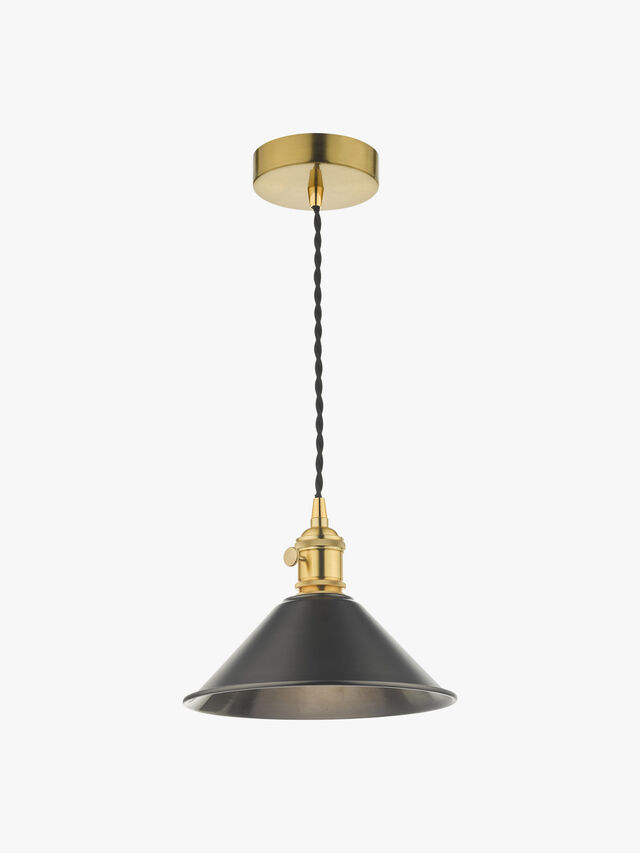 Hadano Pendant - Natural Brass with Antique Pewter Shade