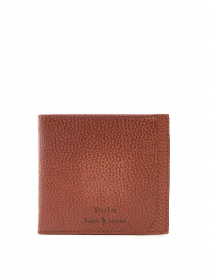 Pebbled Leather Billfold Coin Wallet