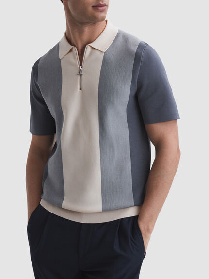 Milton Half-Zip Striped Polo T-Shirt