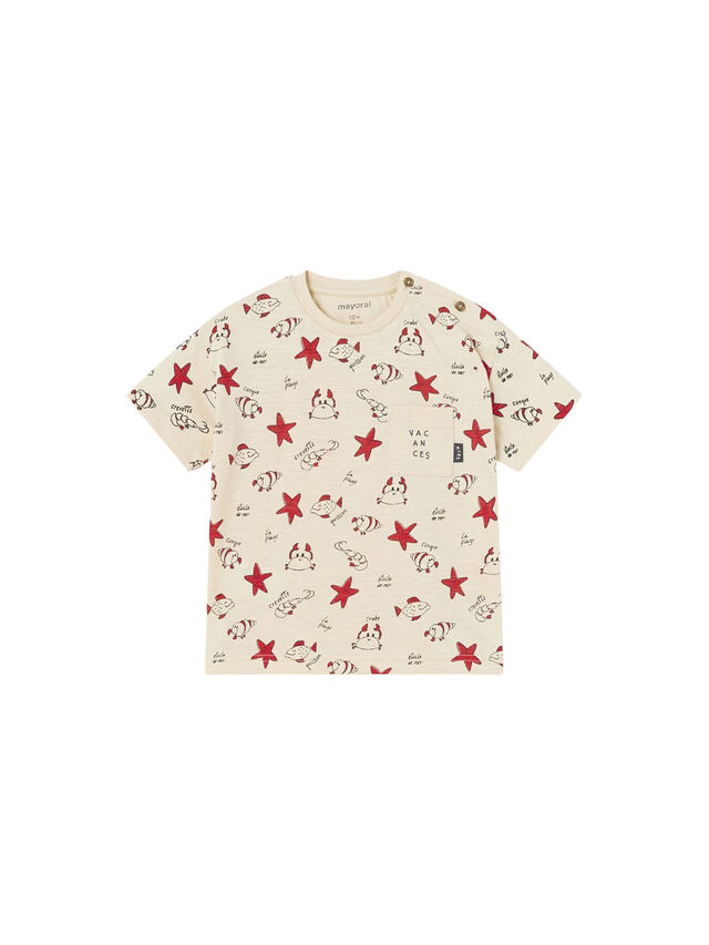 Crab Starfish Print T-Shirt