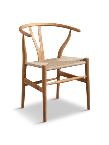 Grenada Curved Light Teak Wood Open Back Dining Chair With Arms