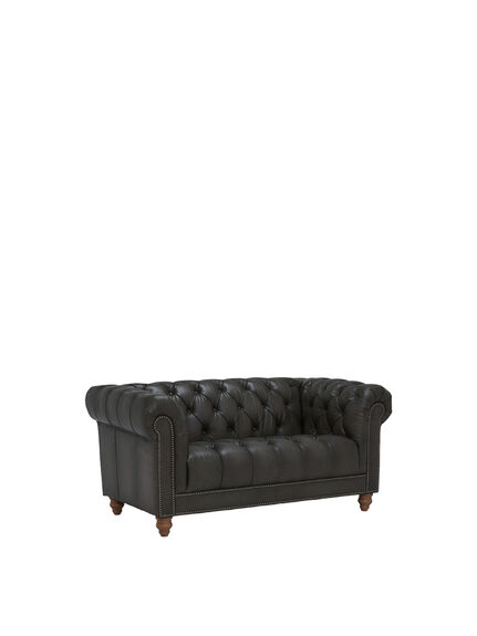 Ullswater Leather 2 Seater Chesterfield Sofa, Vintage Flint