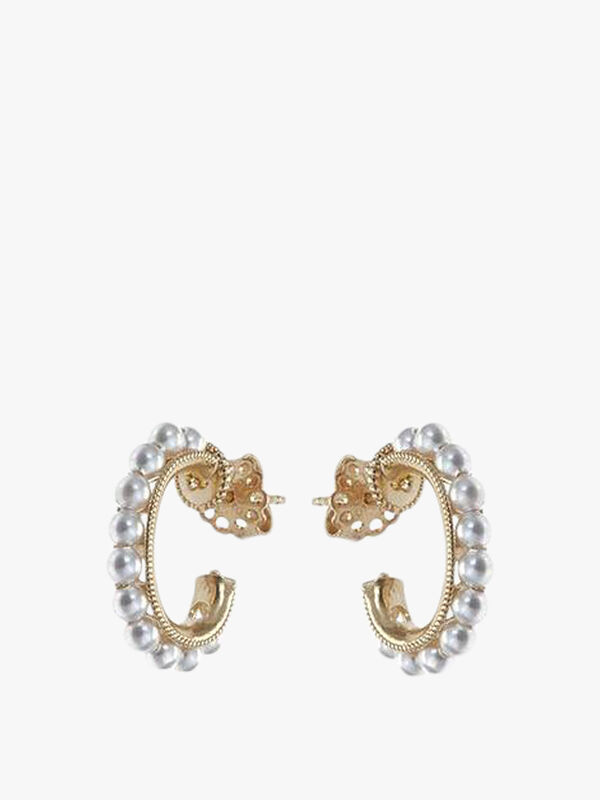Pearl Mini Mondello Hoop Earrings