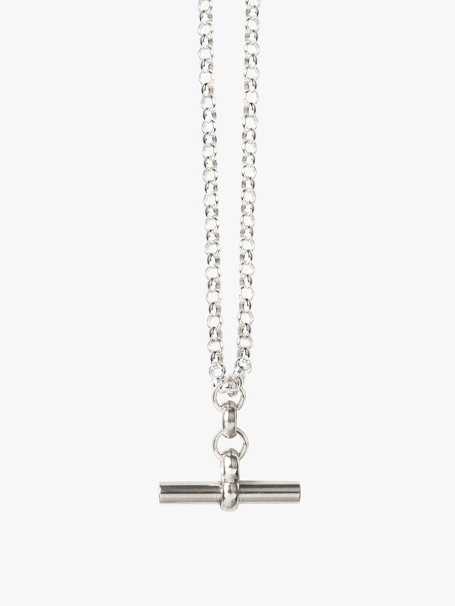 Medium Silver T-Bar on Belcher Chain Necklace