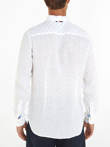 Linen Flag Embroidery Slim Fit Shirt