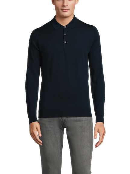 Belper - Extra Fine Long Sleeve Merino Wool Polo Shirt