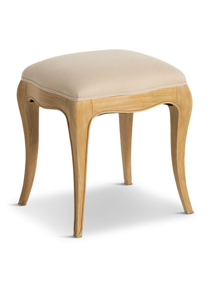 Cecile Light Wood French Style Upholstered Stool