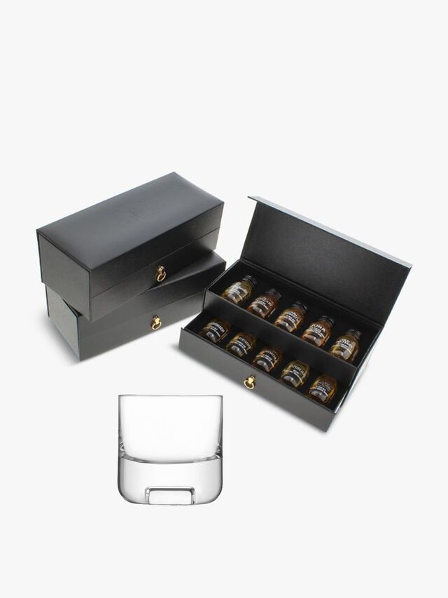 LSA Cask Whisky Tumbler Set of 2 and Really Good Whisky 10 Whisky Gift Tasting Set Box