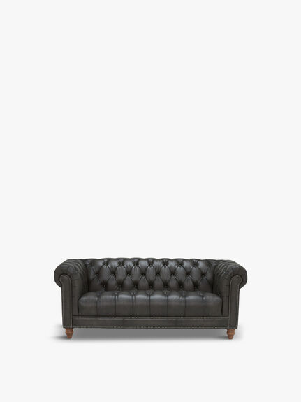 Ullswater Leather 3 Seater Chesterfield Sofa, Vintage Flint