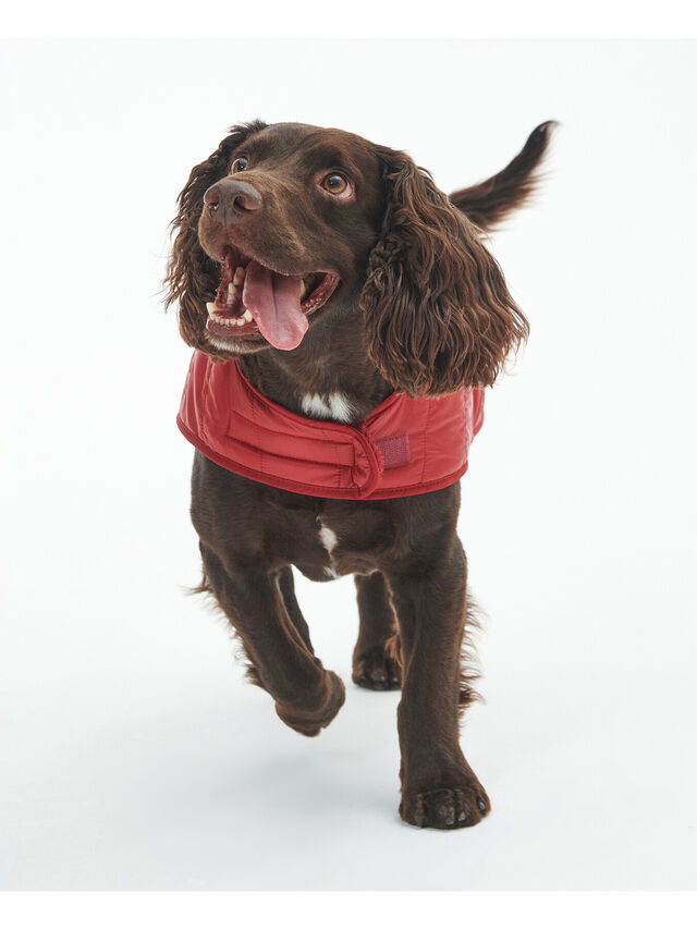 Baffle Quilted Dog Coat Red Medium