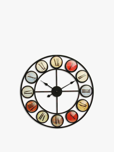 Smarty Iron Clock Roman Numerals Coloured Domed Glass