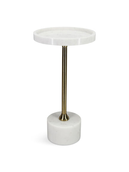 Marble Top and Base White Table with Metal Leg
