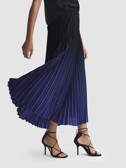 Marlie Ombre Pleated Midi Skirt