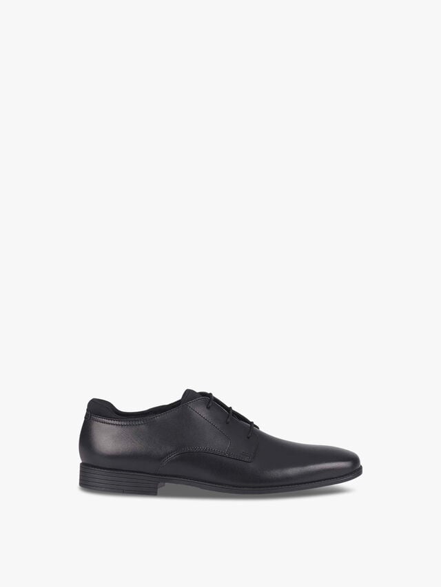 Academy Black Leather School Shoes