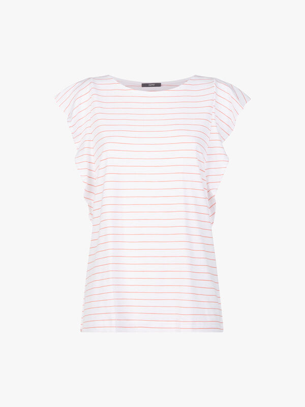 Short Frill Sleeve Striped T-Shirt